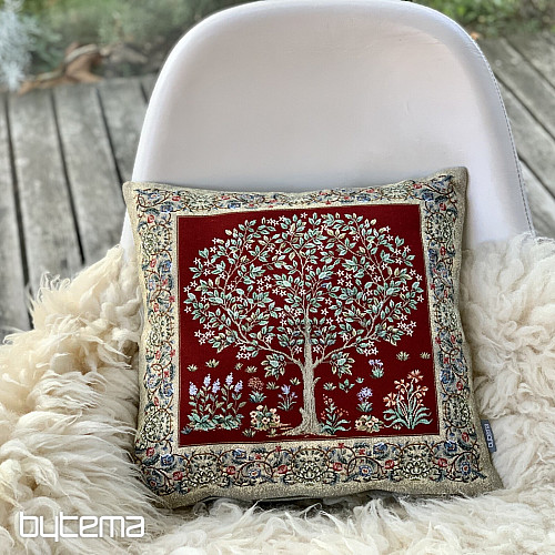 Housse de coussin Gobelin ARBRE DE CHANCE rouge