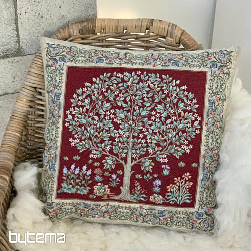 Housse de coussin Gobelin ARBRE DE CHANCE rouge