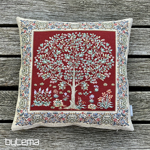 Housse de coussin Gobelin ARBRE DE CHANCE rouge
