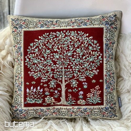 Housse de coussin Gobelin ARBRE DE CHANCE rouge