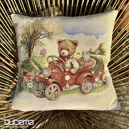 Taie d'oreiller tapisserie TEDDY DANS LA VOITURE