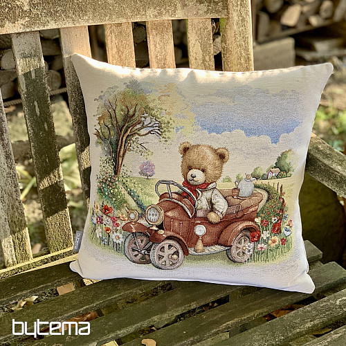 Taie d'oreiller tapisserie TEDDY DANS LA VOITURE