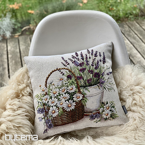 Housse de coussin tapisserie BEAUTÉ DANS UN PANIER