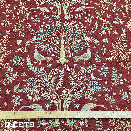 Tissu tapisserie WILLIAM MORRIS bordeaux