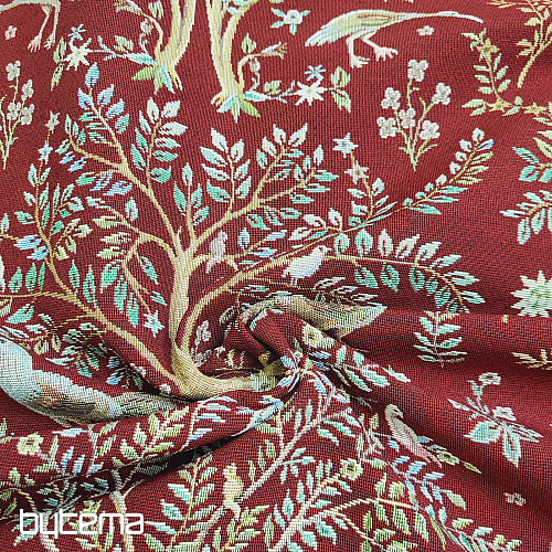 Tissu tapisserie WILLIAM MORRIS bordeaux