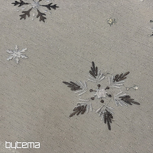 Nappe et écharpe de Noël brodées FLOCON BLANC GRIS