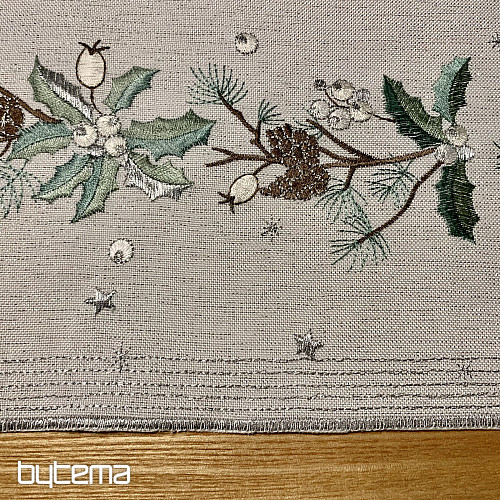 Nappe et écharpe de Noël brodées AIGUILLES ET CÔNES