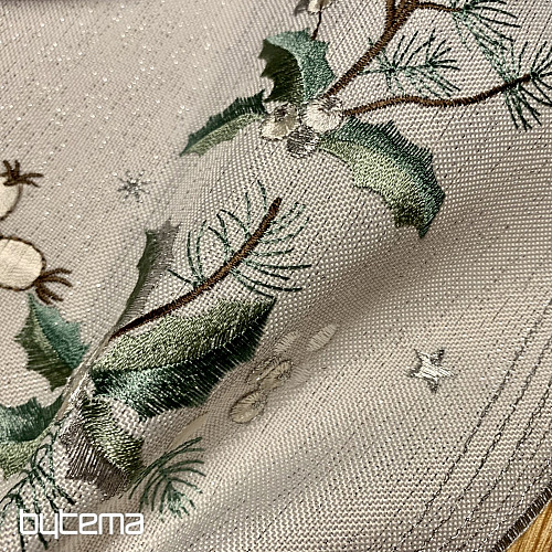 Nappe et écharpe de Noël brodées AIGUILLES ET CÔNES