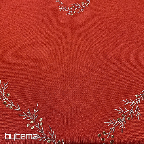 Nappe et châle de Noël brodés ROUGE MISTLET