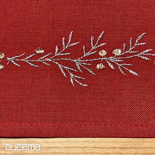 Nappe et châle de Noël brodés ROUGE MISTLET