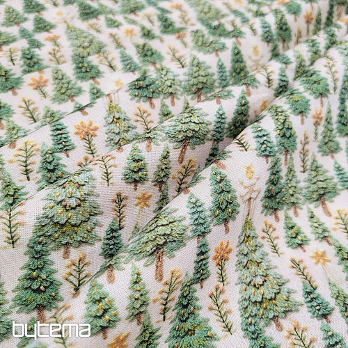 Tissu coton ARBRES DE NOËL