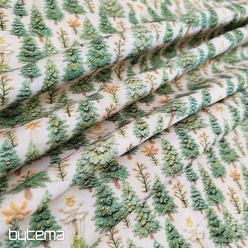 Tissu coton ARBRES DE NOËL