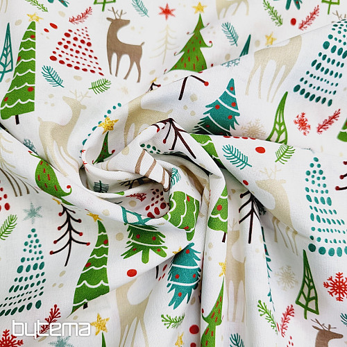 Tissu coton FORÊT DE NOËL