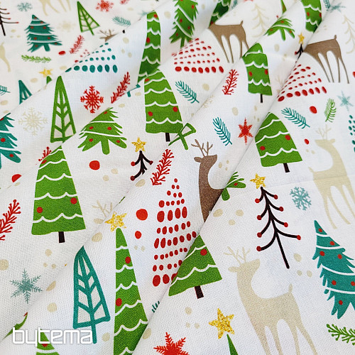 Tissu coton FORÊT DE NOËL