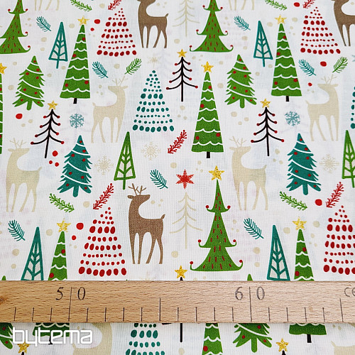 Tissu coton FORÊT DE NOËL