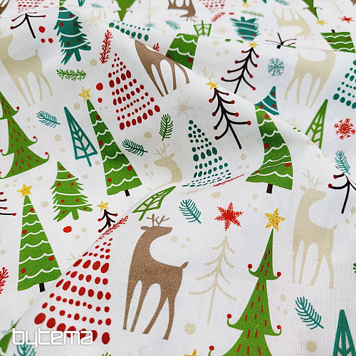 Tissu coton FORÊT DE NOËL
