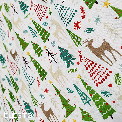 Tissu coton FORÊT DE NOËL