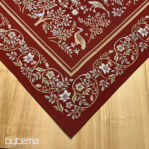 Nappe et foulard tapisserie WILLIAM MORRIS bordeaux