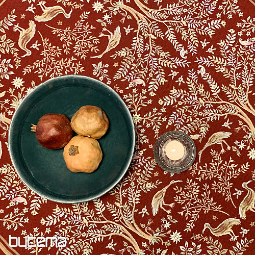 Nappe et foulard tapisserie WILLIAM MORRIS bordeaux