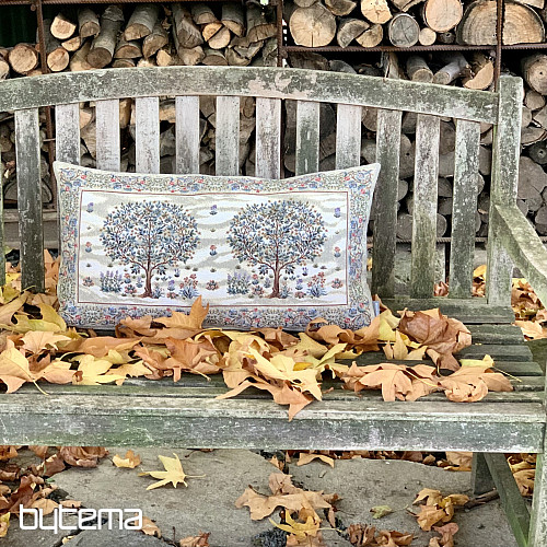Coussin tapisserie ARBRE DU BONHEUR beige