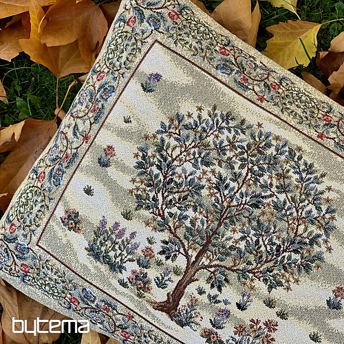 Coussin tapisserie ARBRE DU BONHEUR beige