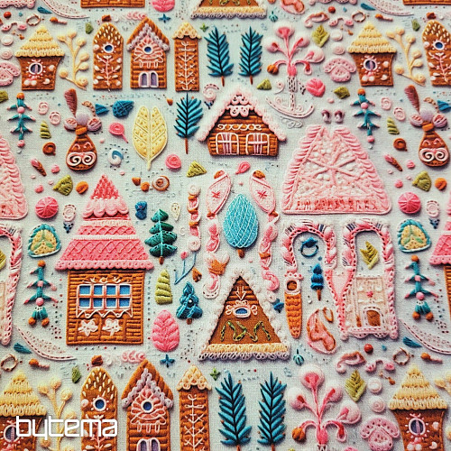 Tissu en coton GINGERBREAD COTTAGE