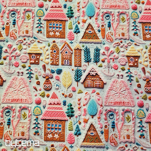 Tissu en coton GINGERBREAD COTTAGE