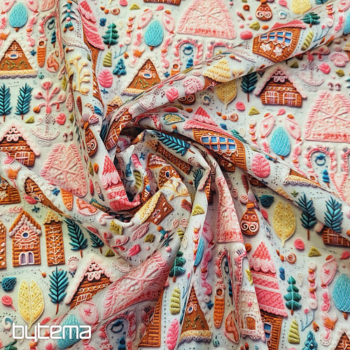 Tissu en coton GINGERBREAD COTTAGE