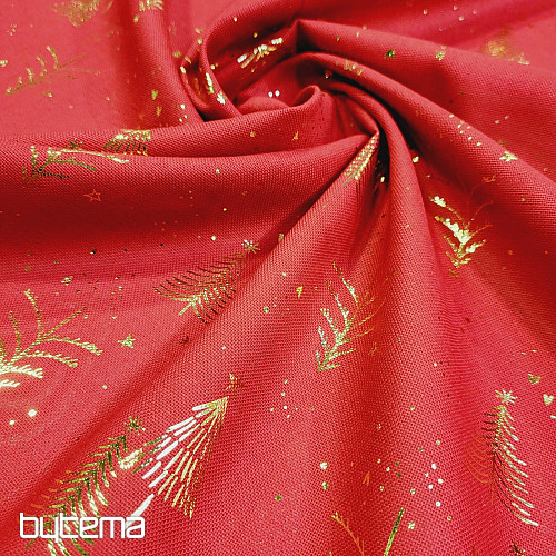 Tissu coton ARBRES ROUGES