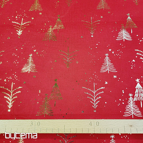 Tissu coton ARBRES ROUGES