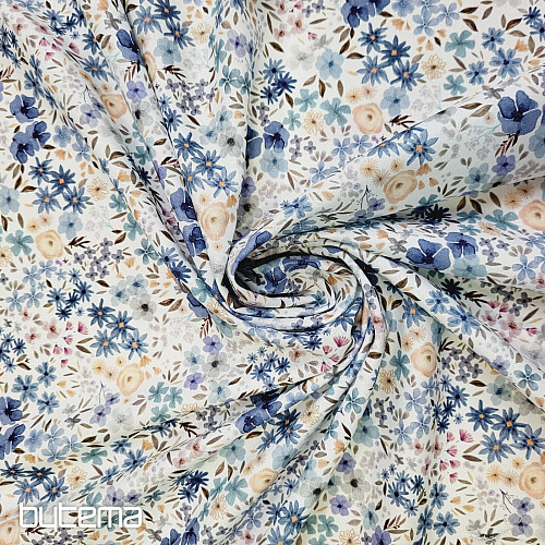 Tissu coton ROMANA bleu