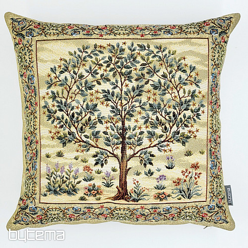 Housse de coussin tapisserie ARBRE DU BONHEUR beige