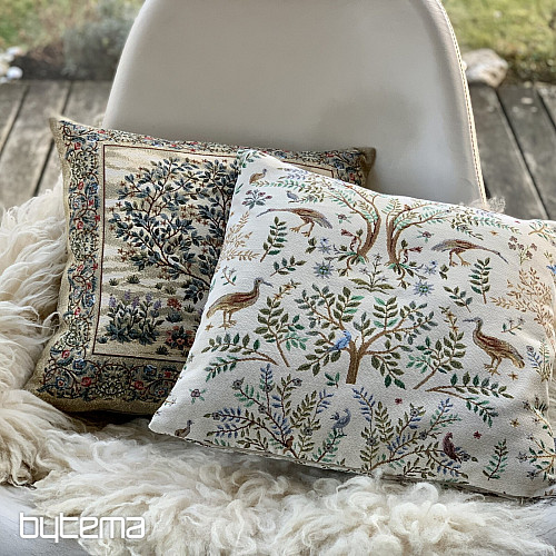 Housse de coussin tapisserie ARBRE DU BONHEUR beige