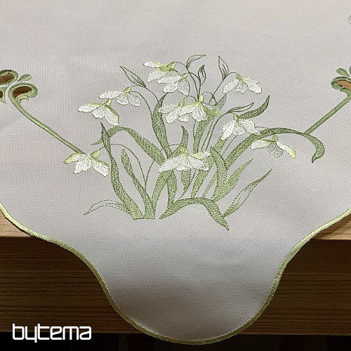 Nappe et écharpe brodées BLANCHE NEIGE