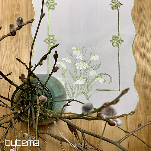 Nappe et écharpe brodées BLANCHE NEIGE