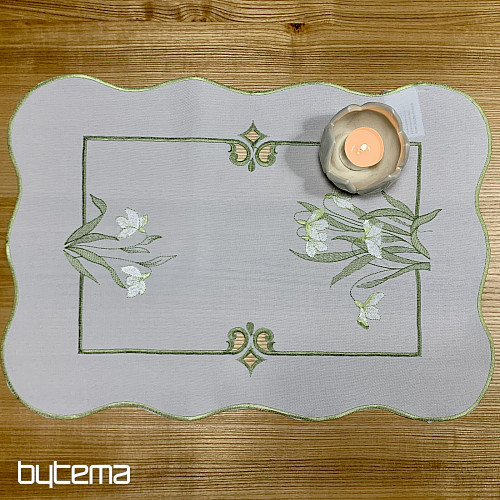 Nappe et écharpe brodées BLANCHE NEIGE