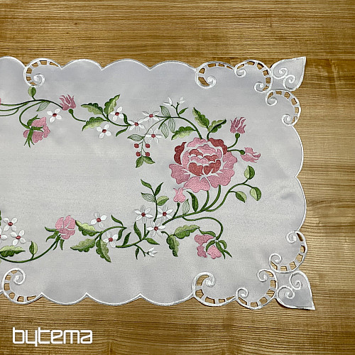 Nappe et foulard brodés ROSE
