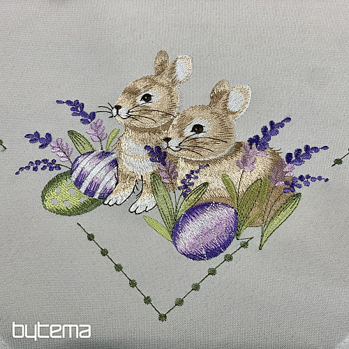 Nappe brodée LAPIN DE PÂQUES à la lavande