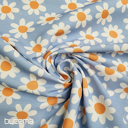 Tissu décoratif MARGUERITES BLEU