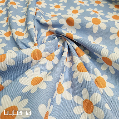 Tissu décoratif MARGUERITES BLEU