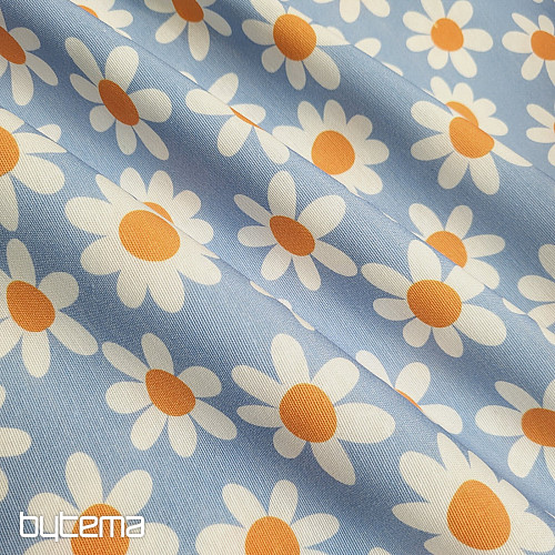 Tissu décoratif MARGUERITES BLEU