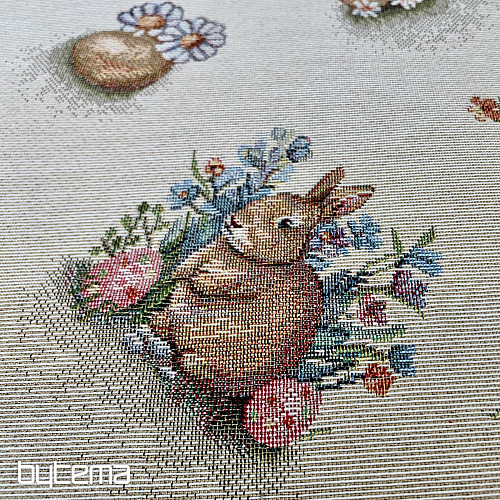Tissu pour tapisserie LIÈVRE DANS UN POT DE FLEURS