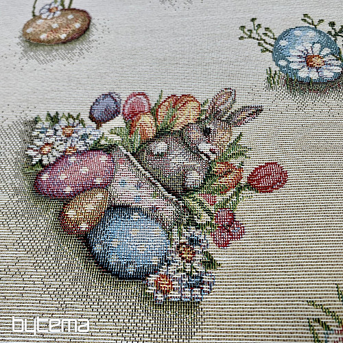 Tissu pour tapisserie LIÈVRE DANS UN POT DE FLEURS