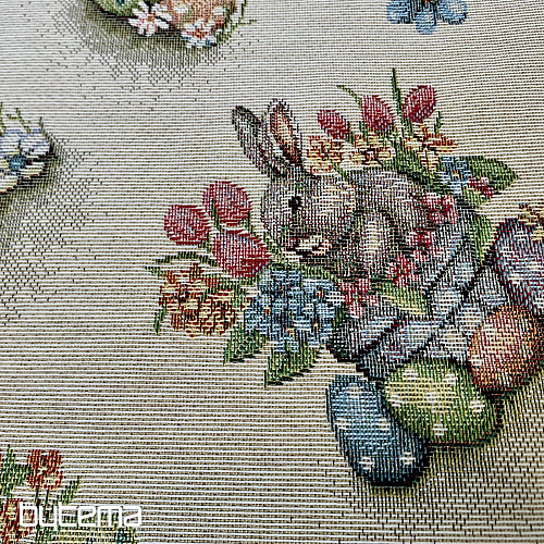 Tissu pour tapisserie LIÈVRE DANS UN POT DE FLEURS