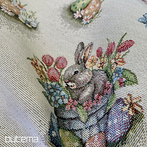 Tissu pour tapisserie LIÈVRE DANS UN POT DE FLEURS