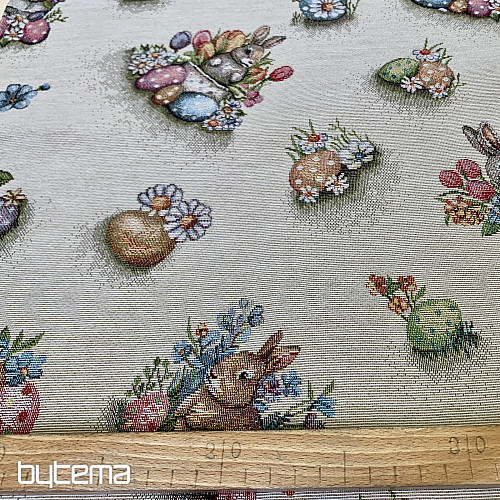 Tissu pour tapisserie LIÈVRE DANS UN POT DE FLEURS