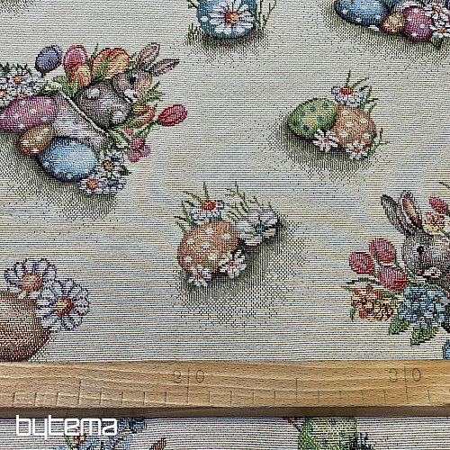 Tissu pour tapisserie LIÈVRE DANS UN POT DE FLEURS