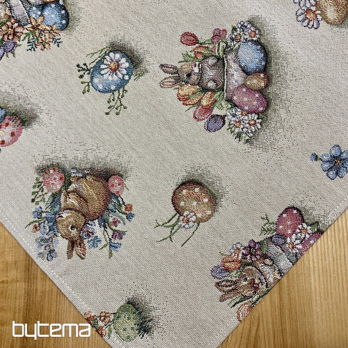 Nappe et foulard en tapisserie LIÈVRE DANS UN POT DE FLEURS