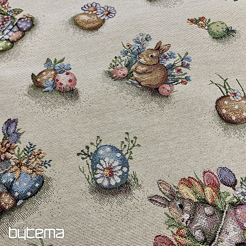 Nappe et foulard en tapisserie LIÈVRE DANS UN POT DE FLEURS