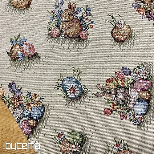 Nappe et foulard en tapisserie LIÈVRE DANS UN POT DE FLEURS